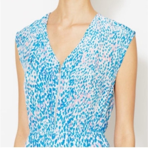 Sandro Dress Rebelle Silk Leopard Print Blue Pink - Picture 5 of 15